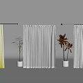 White Hanging Decorative Window Curtains With Green Indoor Plants Home Decor