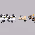 Modern Office Desks With Single And Multiple Workstations And Matching Chairs