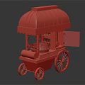 Vintage Food Cart Featuring Glass Canopy Wooden Design And Decorative Wheels