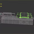 Modern 3D Model of Cabinet Structure With Multiple Shelves Circular Decorative Panels Console Display Features