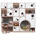 Kids Room Decorative Cabinet With Circular Hole Design White Light Pink Toys Books Cozy Nook