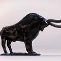Black Bull Ornament Decorative Sculpture Set With Metallic Finish Modern Design Base Stand Home Decoration