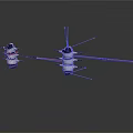 Two Space Satellites With White Bodies Black Components And Red Antennas For Space Exploration