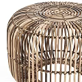 Modern Round Rattan Stool Featuring Slim Woven Strips And Open Design 3d model