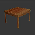 Wooden Dining Table With Red Brown Wood Grain Square Top And Four Legs