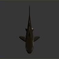 Brown Shark 3D Model with Fins on Gray Background and Reflection 3d model