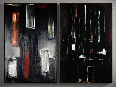 Modern Abstract Wall Art With Black Red White Geometric Shapes For Home Decor 3d model