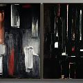 Modern Abstract Wall Art With Black Red White Geometric Shapes For Home Decor