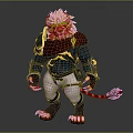Lion Headed Mythical Warrior Character With Golden Mane Green Eyes And Tiger Tail