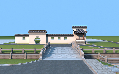 Chinese Bridge Small Bridge Landscape Wall 3d model