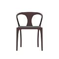 Modern Curved Armrest Accent Chair With Dark Brown Wooden Frame And Gray Fabric Cushion