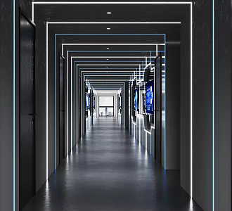 Modern Corridor Company Corridor Aisle 3d model