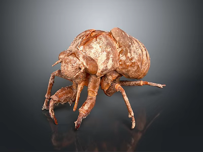 Detailed Brown Armored Beetle With Multi Legged Textured Exoskeleton Body Structure 3d model