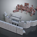 Modular Industrial Equipment Components With Gray And Red Structural Parts