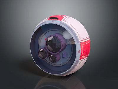 Game Movie Character With Red White Circular Mechanical Design And Transparent Body Components 3d model