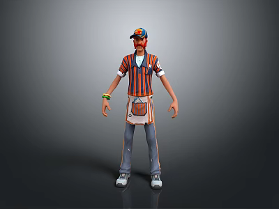 Striped Shirt Apron Cap And Wrist Bracelet As Practical Household Daily Items 3d model