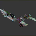 Futuristic Tech Weapon With Wing Structure And Blue Glowing Blades 3d model