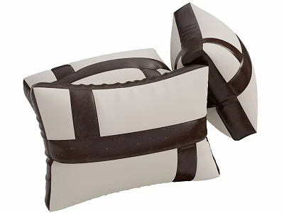 Ivory And Brown Decorative Throw Pillows With Cross Strap Design For Living Room Decor 3d model