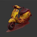 Yellow Classic Motorcycle Scooter Featuring Black Seat And Retro Styling