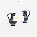 Two Black Ceramic Pitchers With Classic Shape And Elegant Smooth Surface 3d model