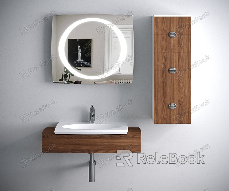 Modern wash basin bathroom cabinet washbasin mirror cabinet combination model