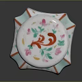 Decorative Hexagonal Ceramic Bottle With Pastel Floral Vines And Gold Accents