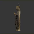 Detailed Historical Man Statue Standing in Traditional Robes with Ornate Headdress Holding Decorative Staff