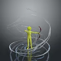 Yellow Game Movie Character Standing With Bow And Transparent Spiral Lines