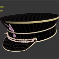 Stylish Black Hat With Gold Trim Rabbit Logo Chain And Badge For Daily Use