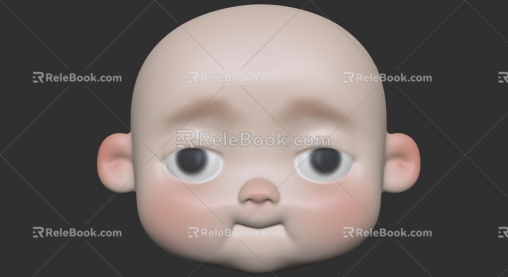 baby head bjd cute child head 3d model