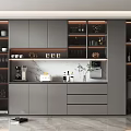 Modern Wine Cabinet Interior Design With Glass Doors Wine Bottles And Decorative Shelves
