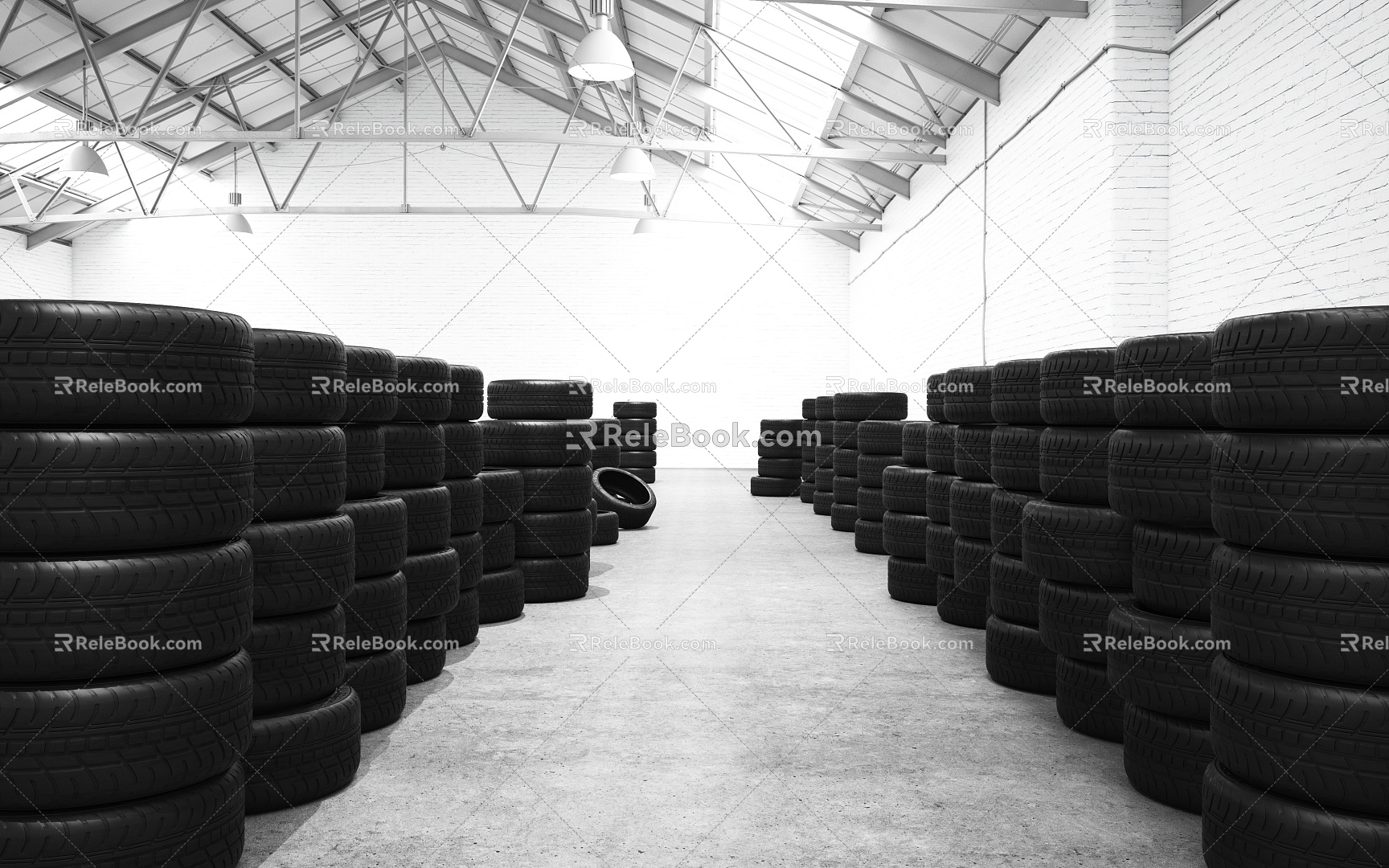 Modern Warehouse Tire Warehouse 3d model