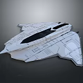 Futuristic White Spacecraft Model With Blueprint Lines And Surface Details For Space Exploration