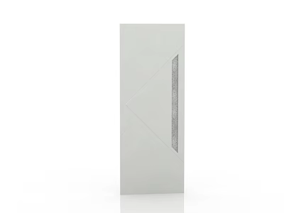 White Modern Entrance Door With Vertical Glass Strip And Sleek Surface Design 3d model