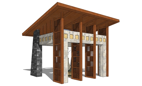 Modern Pavilion Corridor New Oriental Zen Pavilion 3d model