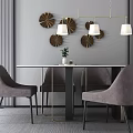 Modern Dining Table and Chair Combination Dining Table and Chair Chandelier Combination 3d model