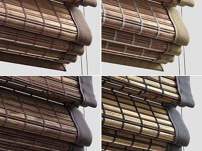 Shower Sauna Interior Featuring Natural Bamboo Blinds For Comfortable Relaxation Space 3d model