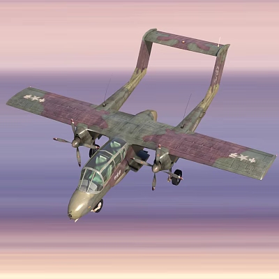 Military Fighter Jet with Camouflage Paint Twin Engines 44 Marked Wings Flying in Sky Background 3d model