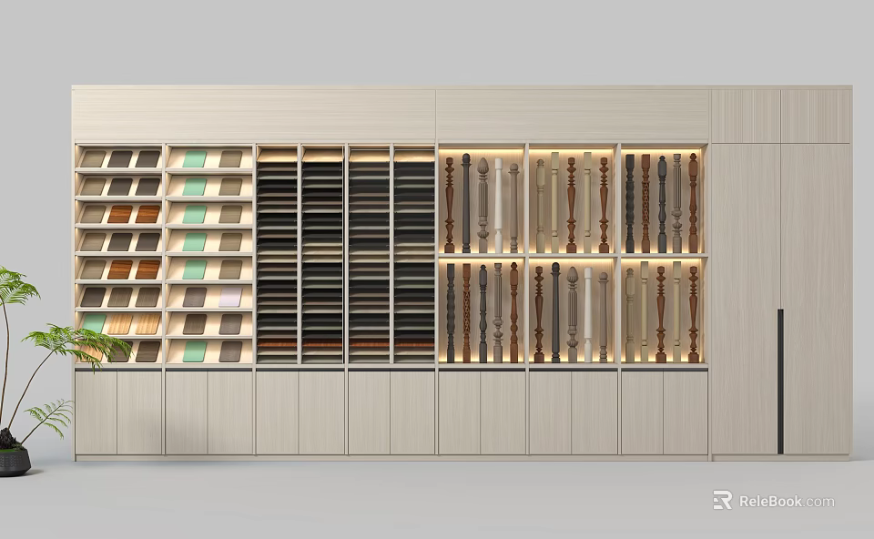 Modern Style Display Shelves With Multiple Layers Different Color Partitions And LED Lighting 3d model 