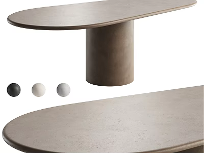 Modern Oval Dining Table With Minimalist Concrete Top And Black White Gray Color Options 3d model