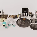 Assorted Wine Bottles and Glasses with Trays Ice Buckets and Various Bar Accessories on