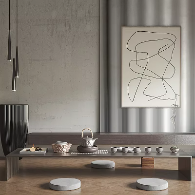 Japanese Tea Table and Chair Tatami 3d model