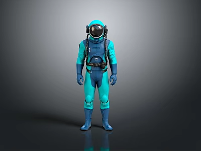 Blue Green Astronaut Spacesuit Design Featuring Helmet Gloves And Boots 3d model