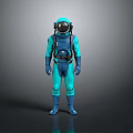 Blue Green Astronaut Spacesuit Design Featuring Helmet Gloves And Boots