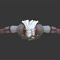 White Haired Female Character 3D Model With Green Brown Outfit Front Back Views