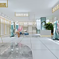 Elegant Modern Clothing Store Interior With Mannequins Clothing Racks And Decorative Plants