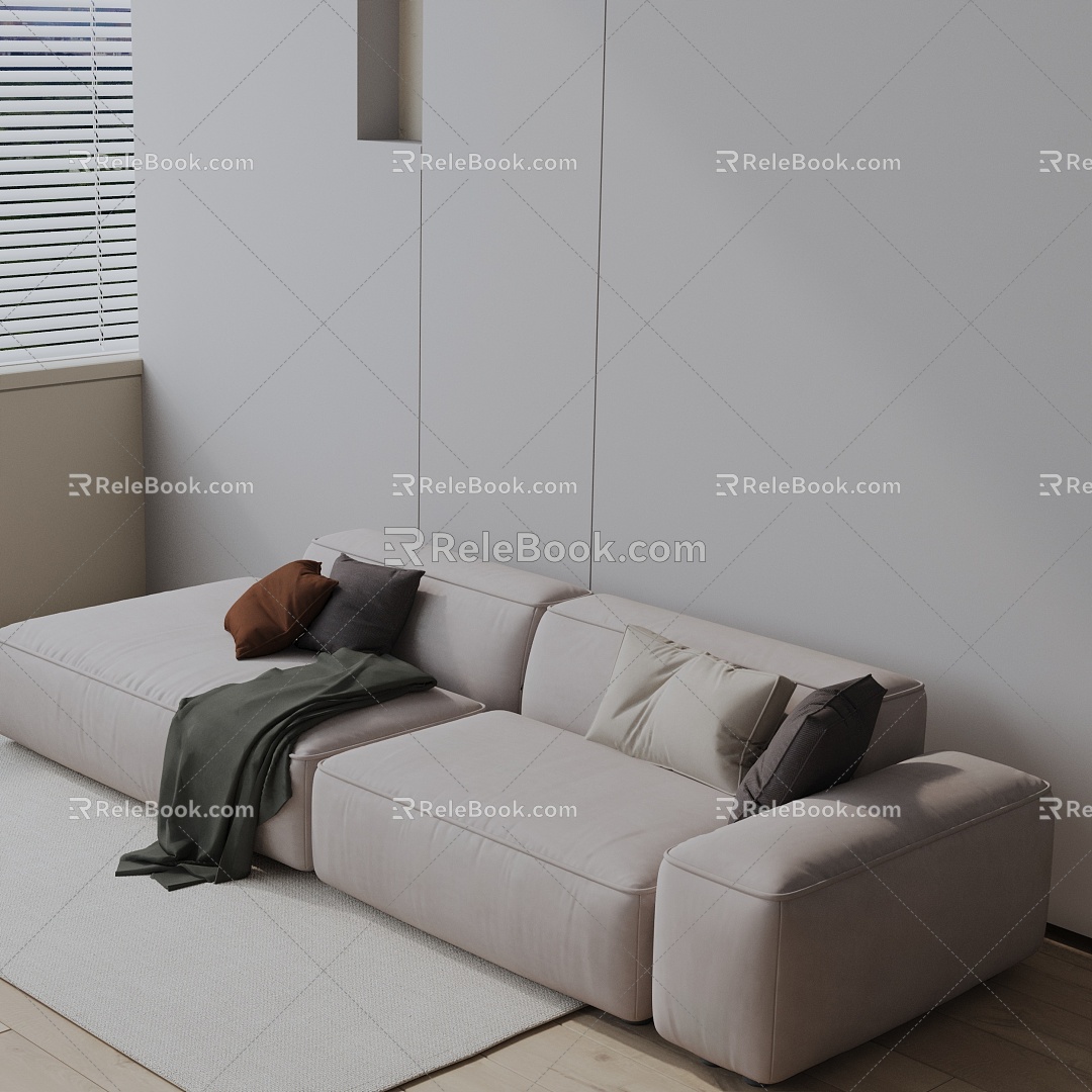 Modern three-seat sofa 3d model