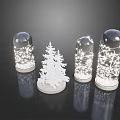 Transparent Table Lamps With String Lights And White Christmas Tree Decoration For Festive Home Decor