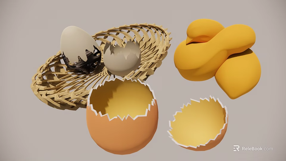 Decorative Egg Shaped Pendant With Basket Weave And Broken Shell Design Elements 3d model 
