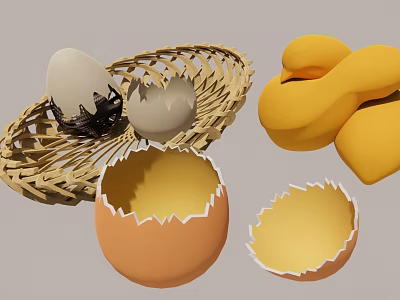 Decorative Egg Shaped Pendant With Basket Weave And Broken Shell Design Elements 3d model